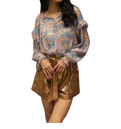 Miss June Paris Renata Blouse In Blue Multi