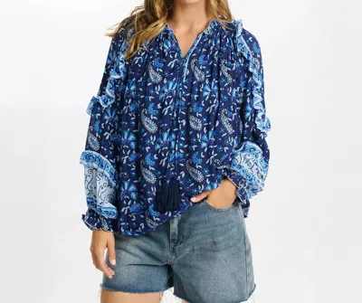 Miss June Paris Tamara Top In Navy In Blue