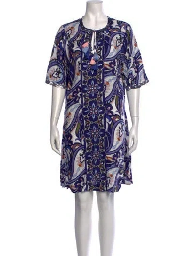 Pre-owned Miss June Patterned Mini Dress In Blue