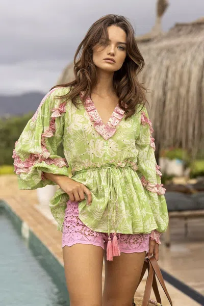 Miss June Pink Lace Beach Shorts In Multi