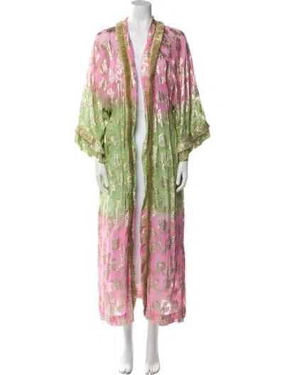 Pre-owned Miss June Printed Glitter Accents Robe In Purple