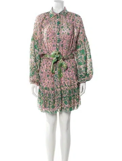 Pre-owned Miss June Printed Knee-length Dress In Purple