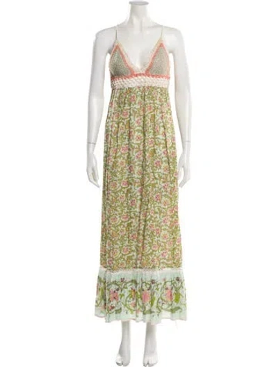 Pre-owned Miss June Printed Long Dress In Green