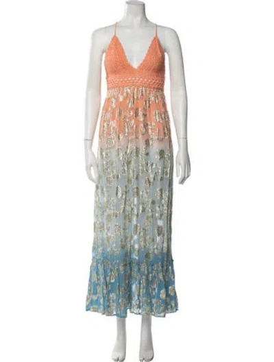 Pre-owned Miss June Printed Long Dress In Multicolor