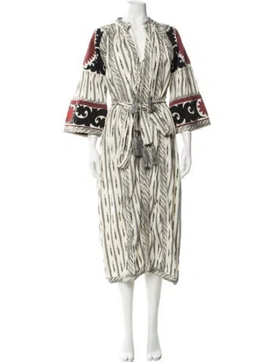 Pre-owned Miss June Printed Long Dress In Neutral