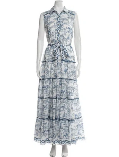 Pre-owned Miss June Printed Long Dress W/ Tags In Blue