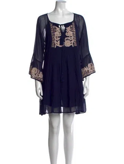Pre-owned Miss June Printed Mini Dress In Blue
