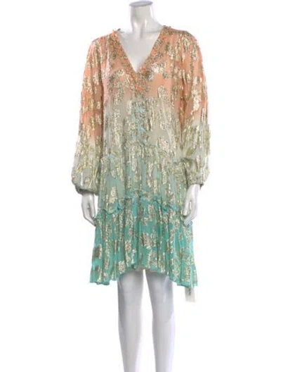 Pre-owned Miss June Printed Mini Dress In Blue/metallic