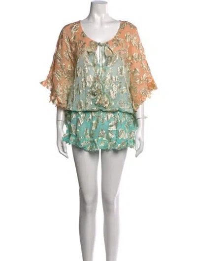 Pre-owned Miss June Printed Mini Dress In Green/metallic
