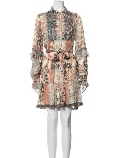 Pre-owned Miss June Printed Mini Dress In Neutrals