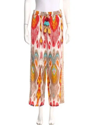 Pre-owned Miss June Printed Wide Leg Pants In Orange