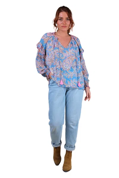 Miss June Renata Blouse In Blue