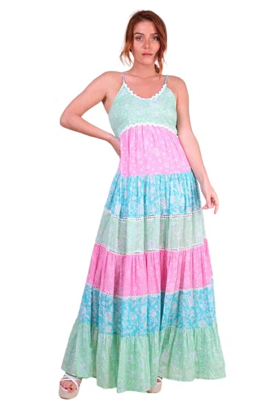 Miss June Sandra Long Dress In Blue