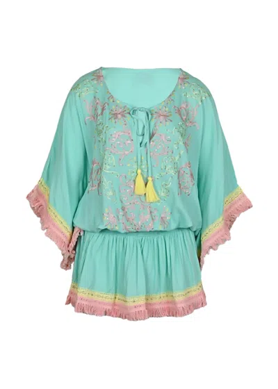 Miss June Sejla Short Dress Aqua In Blue