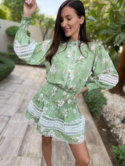 Miss June Shirt Tulla &amp; Mabel Skirt Set Green