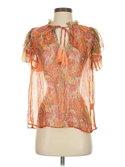 Pre-owned Miss June Short Sleeve Blouse In Orange