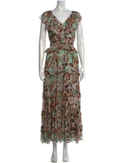 Pre-owned Miss June Silk Long Dress In Multicolor