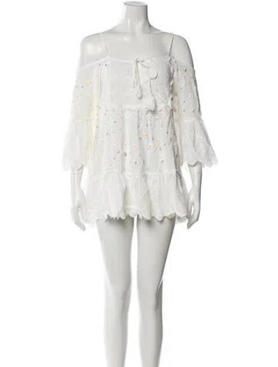 Pre-owned Miss June Square Neckline Mini Dress In White