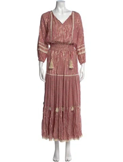 Pre-owned Miss June Striped Long Dress In Pink