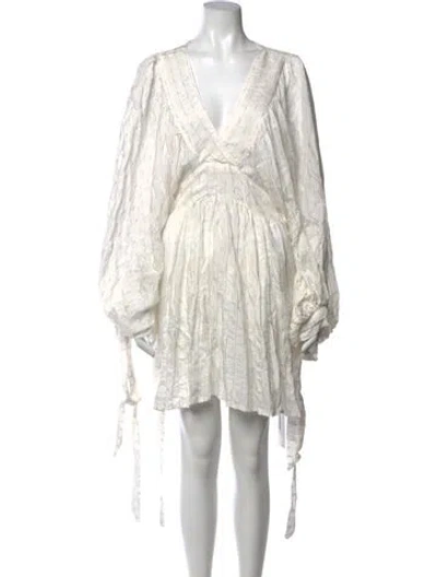 Pre-owned Miss June Striped Mini Dress In White