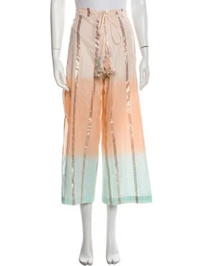 Pre-owned Miss June Striped Wide Leg Pants In Multi