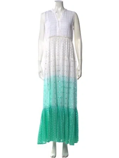 Pre-owned Miss June Tie-dye Print Long Dress In White