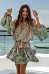 Miss June Tropical Floral Print Mini Dress | Casual Elegance For Every Occasion In Green
