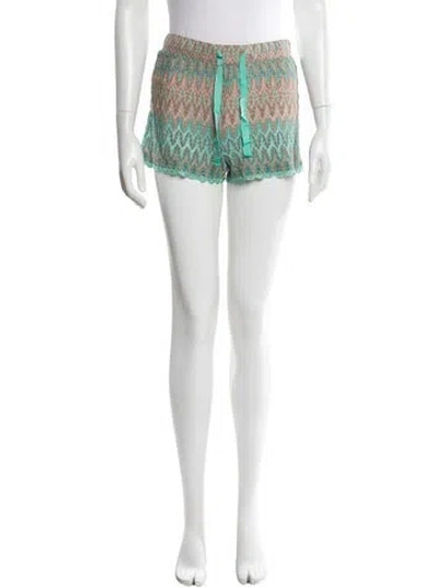 Pre-owned Miss June Tweed Pattern Mini Shorts In White