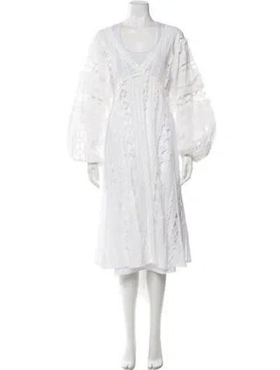Pre-owned Miss June V-neck Long Dress In White