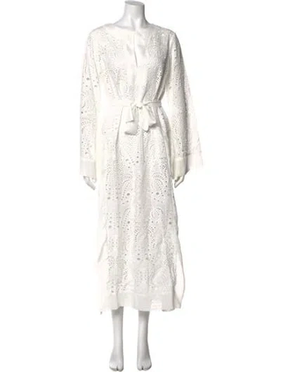 Pre-owned Miss June V-neck Long Dress In White