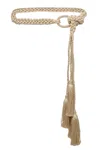 Miss June Womens Gold Waist Belt | Braid Design With Tassel Detail | Adjustable Tie-fastening | Luxurious Ward In Brown