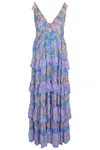 Miss June Yolanda Long Dress In Blue | Sleeveless V-neck Dress With Adjustable Straps | Colourful Paisley Prin In Multi