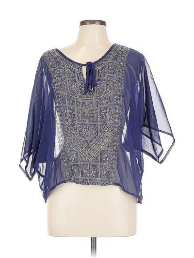 Pre-owned Miss Kelly 1999 3/4 Sleeve Blouse In Blue