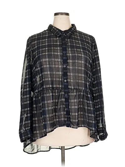 Pre-owned Miss Lili Long Sleeve Blouse In Gray