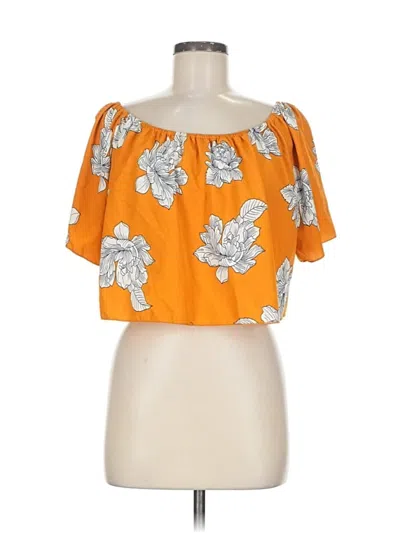 Pre-owned Miss Lili Short Sleeve Blouse In Orange