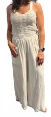 Miss Love Always Ruched One Piece Jumpsuit In Natural In White