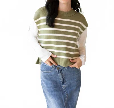 Miss Love Carefree Sweater Vest In Sage In Green