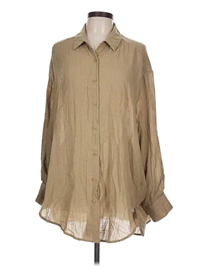 Pre-owned Miss Love Long Sleeve Blouse In Tan