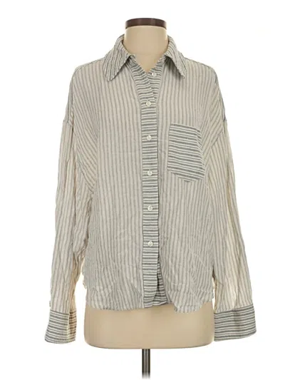 Pre-owned Miss Love Long Sleeve Button Down Shirt In Gray