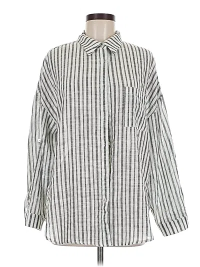 Pre-owned Miss Love Long Sleeve Button Down Shirt In Silver