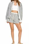 Miss Love Murphy Striped Button Down Shirt In White/blue In Multi