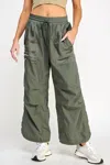 Miss Love Pia Parachute Pant In Olive In Green