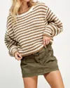 Miss Love Stripe Loop Sweater In Beige In Beige