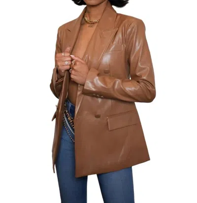 Miss Love Tailored Double Breasted Blazer In Toffee In Brown