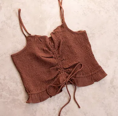 Miss Love Women's Country Coco Crop Top In Chocolate In Brown