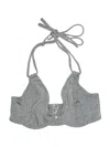 Miss Mandalay Swimsuit Top Blue Tweed Pattern Swimwear In Gray