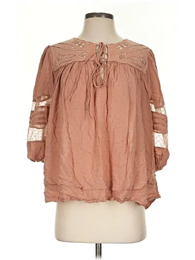 Pre-owned Miss Me 3/4 Sleeve Blouse In Brown
