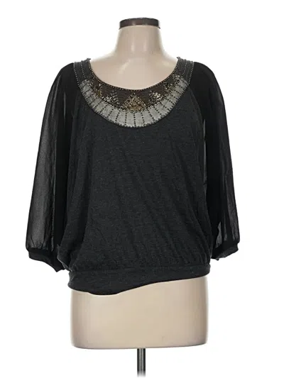 Pre-owned Miss Me 3/4 Sleeve Top Black Scoop Neck Tops