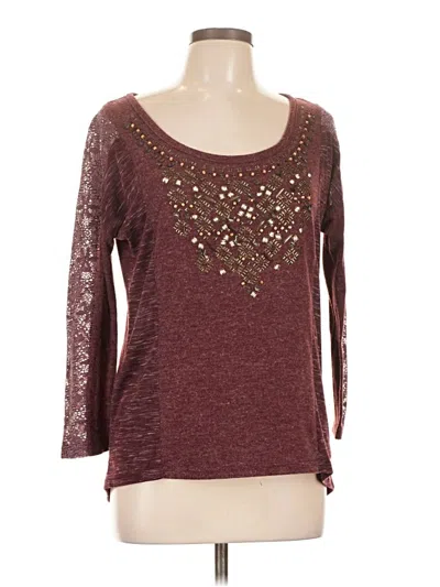 Pre-owned Miss Me 3/4 Sleeve Top Burgundy Scoop Neck Tops