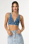 Shop Miss Me A Little Denim Bralette Top - L / Medium Wash